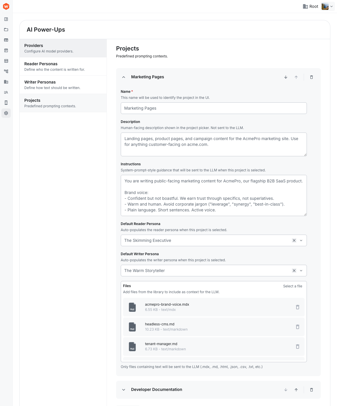 AI projects and personas